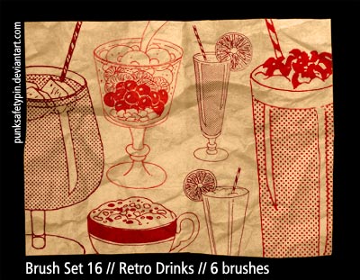drinks drinking cocktails 1970 drawings beverages glasses retro vintage