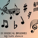 Photoshop: fifteen musical notes and res (Icon sized musical notes brushes)