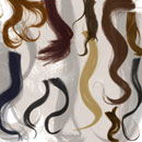 Photoshop: Hair strands (various strands of hair, mostly wavy (high resolution))