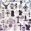 Photoshop: Dark-N-gothic (gothic symbols: rosses, gargoyles, graves, goblets, candles, chains, skulls, stained glass and more)