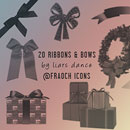 Photoshop: 20 decorative Photoshop brushes (parcels, ribbons and bows - mostly icon sized)