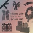 Photoshop: 20 decorative Photoshop brushes (paquets cadeau, rubans et couronnes (taille icône principalement))