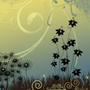 Photoshop: Fly trap (japanese flowers, grass and swirls (hign résolution))