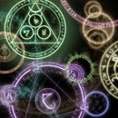 Photoshop: Arcane Circles-Symbols (Symboles à bases de runes et de cercles, réalisés à la façon des représentations utilisées dans les ouvrages d'alchimie. Créations originales de l'auteur. )