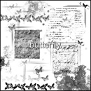 Photoshop: Butterfly (borders, old handwritten letters and various decorations, all with butterflies)