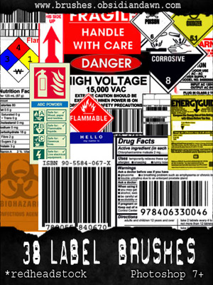 labels barcodes shipping extinguishers fragile drugs nutritional flammable