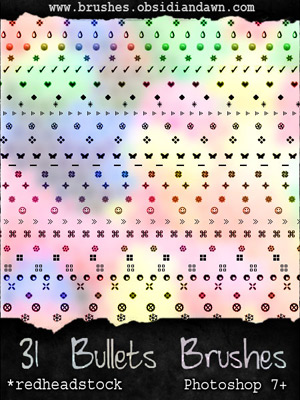 bullets squares diamond heart arrows checkmark butterfly bubbles dots minus plus signs gear sparkles snowflakes teardrops flowers