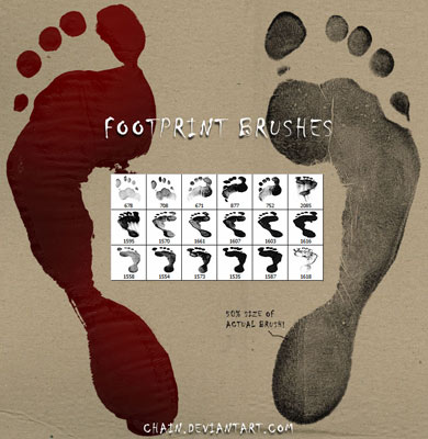 empreintes pieds traces mouillés